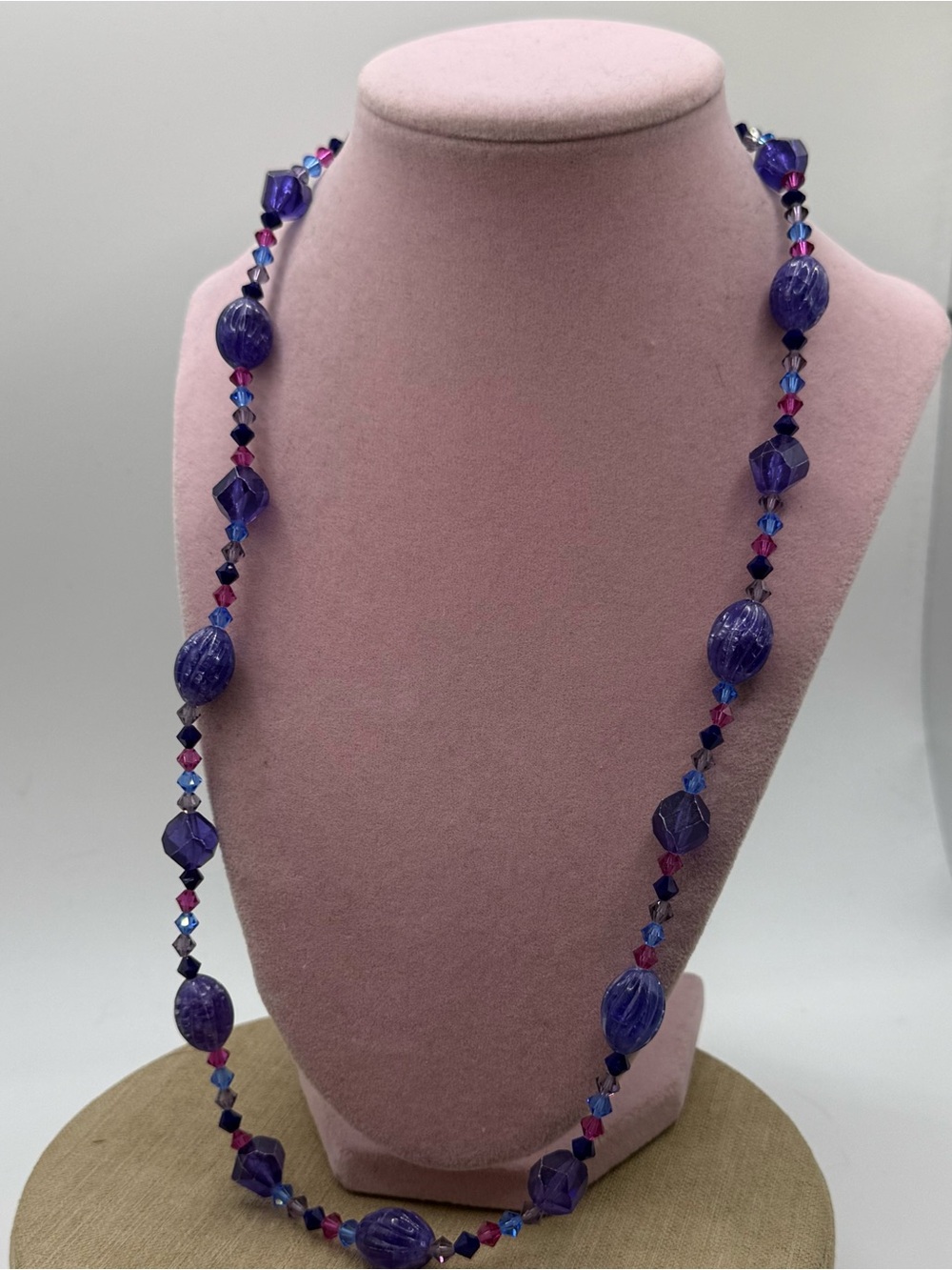 Vintage Purple plastic Beaded Necklace - Elegant Women’s Jewelry